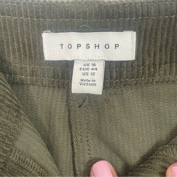 Topshop olive green corduroy peg pants women’s Size 12 gremlincore preppy skater - Picture 15 of 16